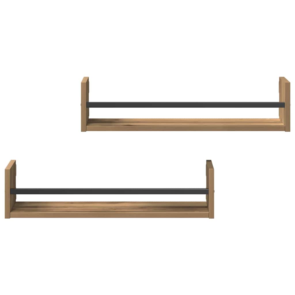 Prateleira de Parede 2 pcs carvalho artisiano 60 x 16 x 14 cm