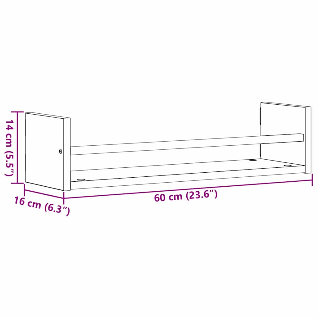 Prateleira de Parede 2 pcs carvalho artisiano 60 x 16 x 14 cm