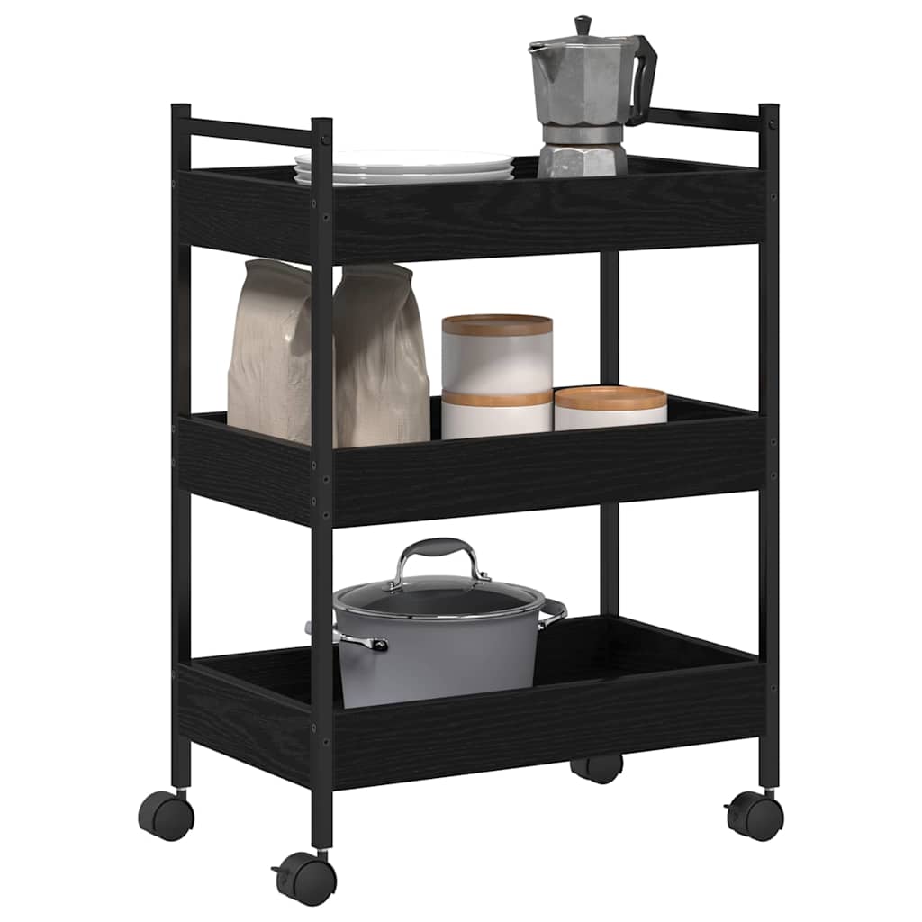 Carrinho de Cozinha Carvalho preto 50 x 30 x 70 cm