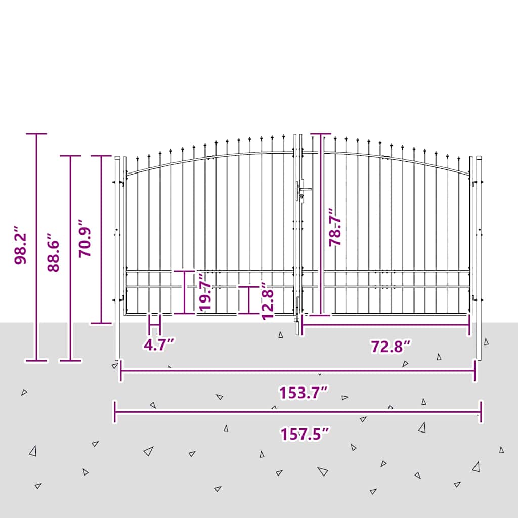 Portão de Jardim com bloqueio Cinzeto 200 x 400 cm Aço