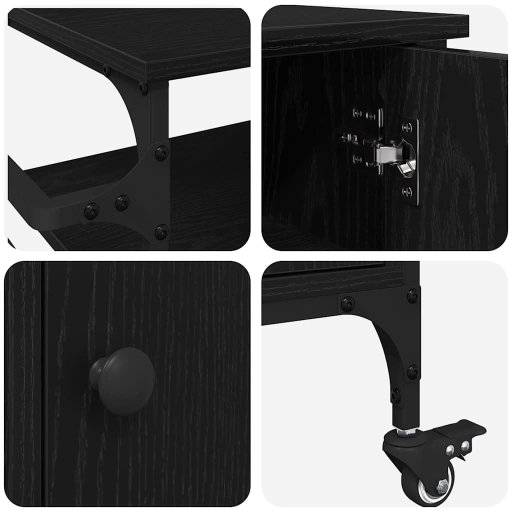 Carrinho de Cozinha Carvalho preto 87,5 x 38,5 x 84,5 cm