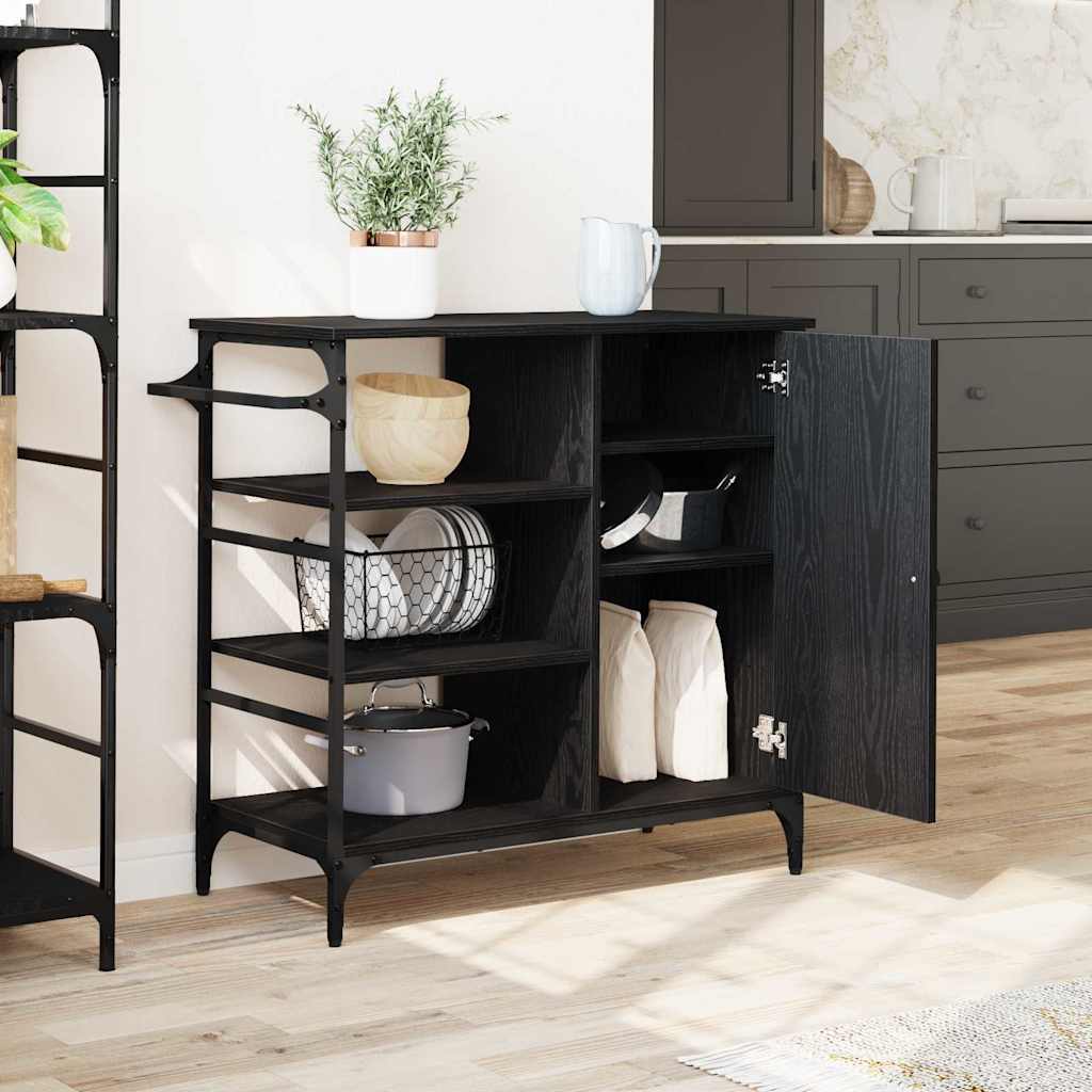 Carrinho de Cozinha Carvalho preto 87,5 x 38,5 x 84,5 cm