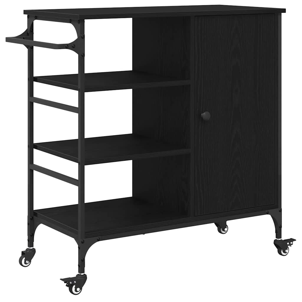Carrinho de Cozinha Carvalho preto 87,5 x 38,5 x 84,5 cm