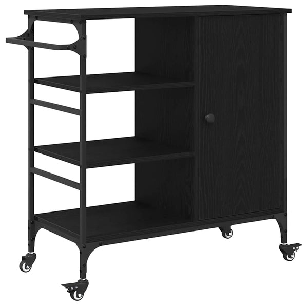 Carrinho de Cozinha Carvalho preto 87,5 x 38,5 x 84,5 cm