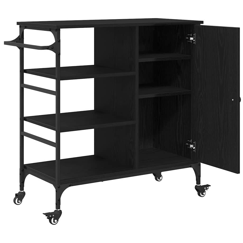 Carrinho de Cozinha Carvalho preto 87,5 x 38,5 x 84,5 cm