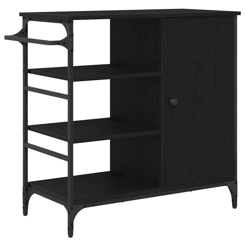 Carrinho de Cozinha Carvalho preto 87,5 x 38,5 x 84,5 cm
