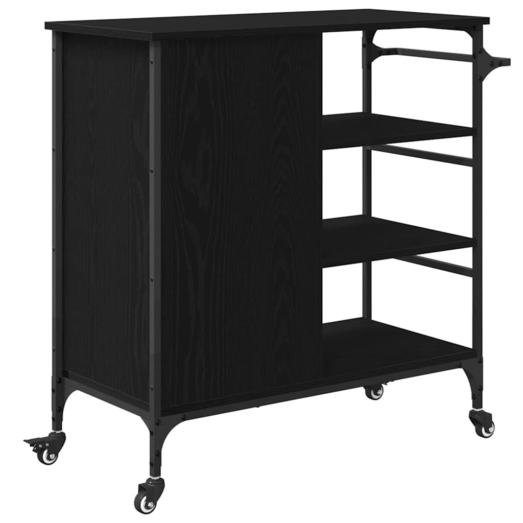 Carrinho de Cozinha Carvalho preto 87,5 x 38,5 x 84,5 cm