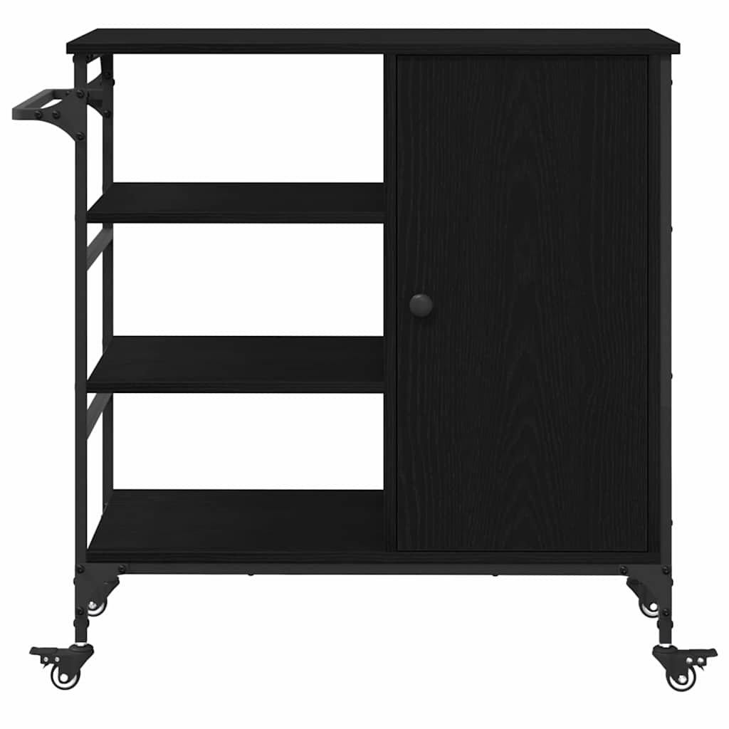 Carrinho de Cozinha Carvalho preto 87,5 x 38,5 x 84,5 cm