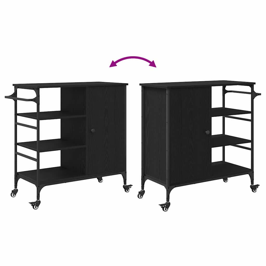 Carrinho de Cozinha Carvalho preto 87,5 x 38,5 x 84,5 cm