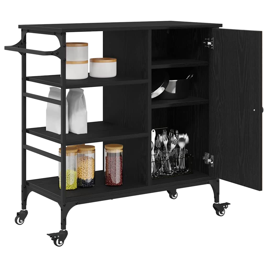 Carrinho de Cozinha Carvalho preto 87,5 x 38,5 x 84,5 cm