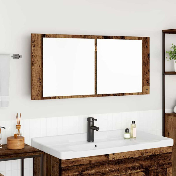 Espelho de LED com prateleira Madeira antiga 100 x 12 x 45 cm