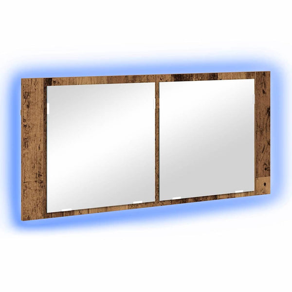 Espelho de LED com prateleira Madeira antiga 100 x 12 x 45 cm