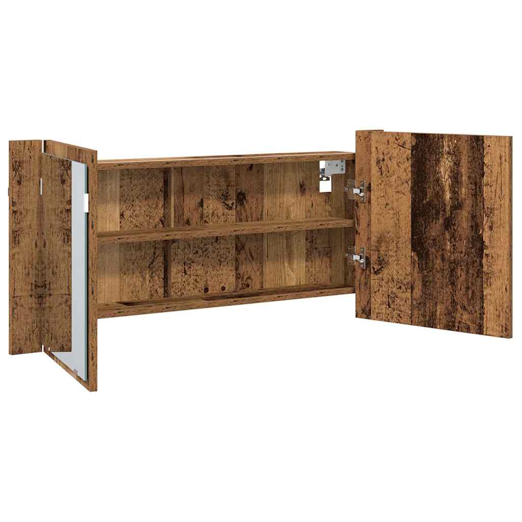 Espelho de LED com prateleira Madeira antiga 100 x 12 x 45 cm