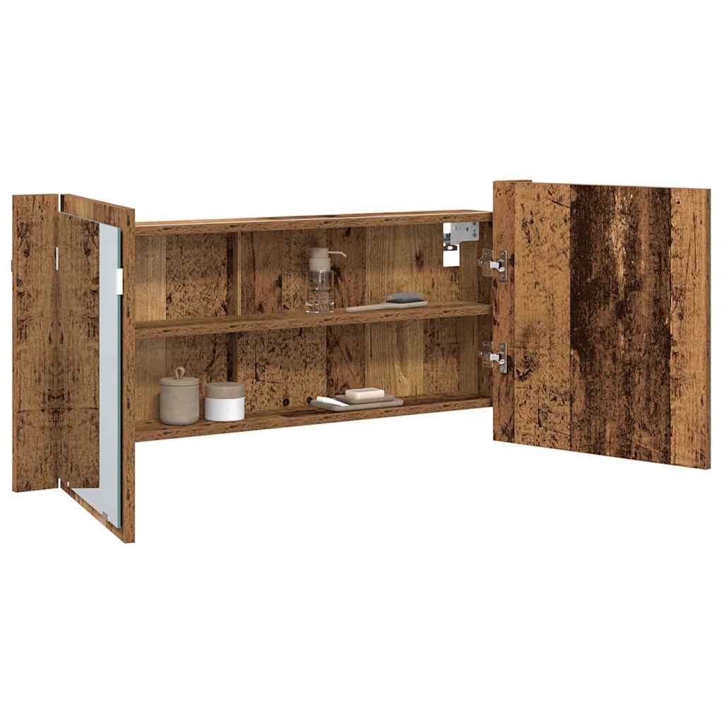 Espelho de LED com prateleira Madeira antiga 100 x 12 x 45 cm