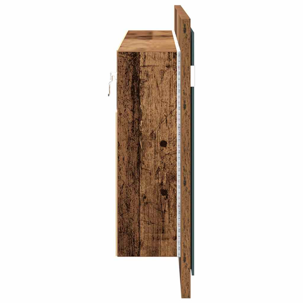 Espelho de LED com prateleira Madeira antiga 100 x 12 x 45 cm