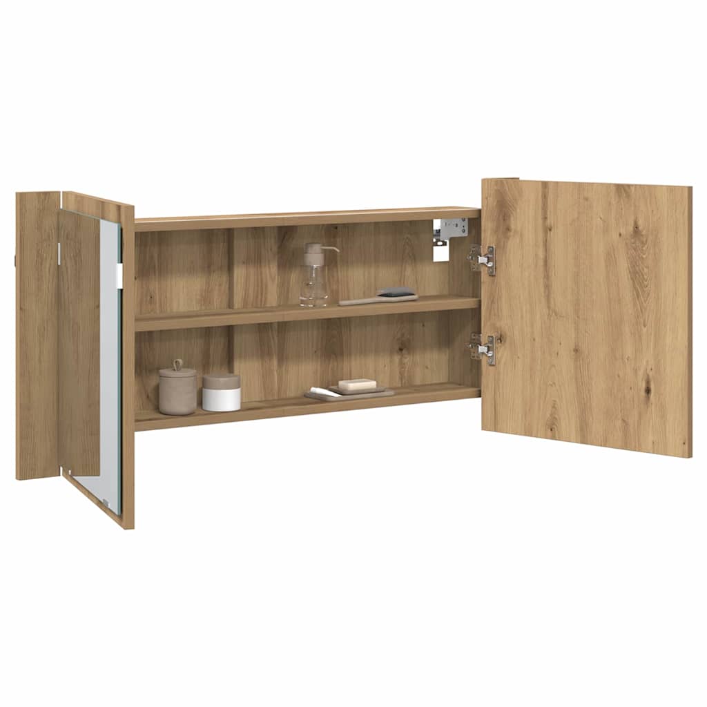 Espelho de LED com porta carvalho artisiano 100 x 12 x 45 cm