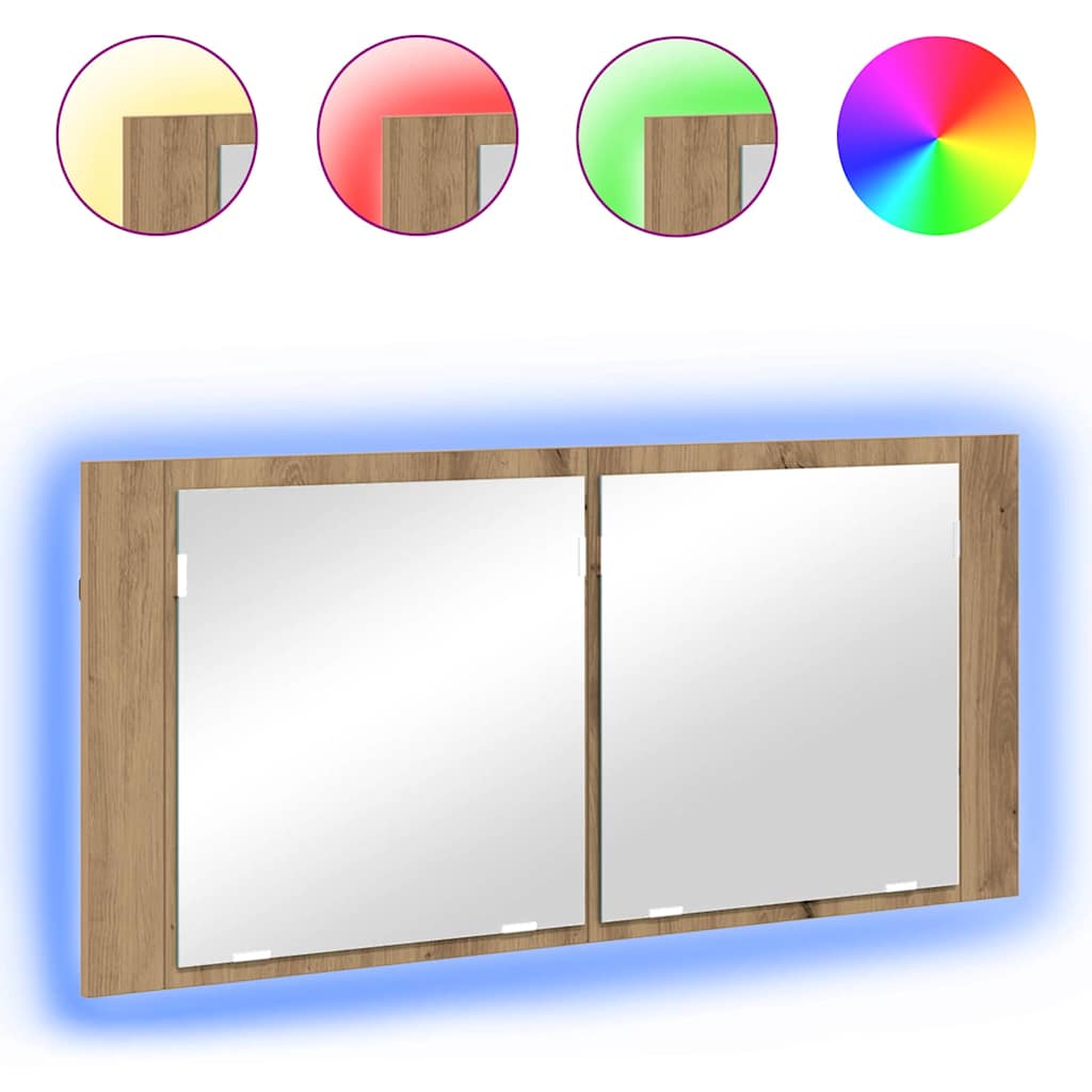 Espelho de LED com porta carvalho artisiano 100 x 12 x 45 cm
