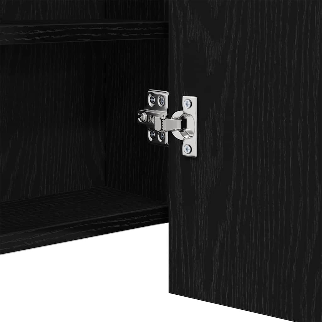 Espelho de LED com prateleira Carvalho preto 100 x 12 x 45 cm