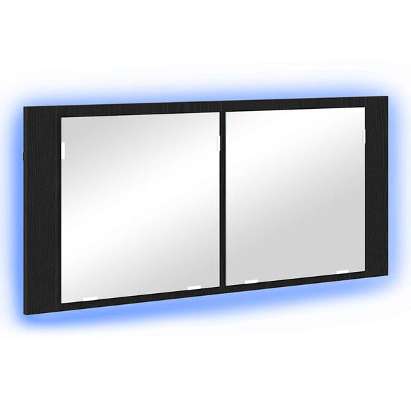 Espelho de LED com prateleira Carvalho preto 100 x 12 x 45 cm