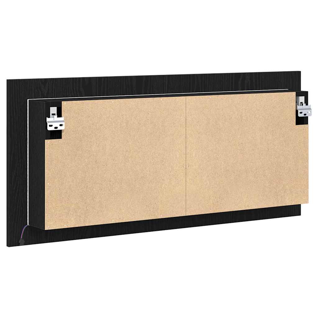 Espelho de LED com prateleira Carvalho preto 100 x 12 x 45 cm