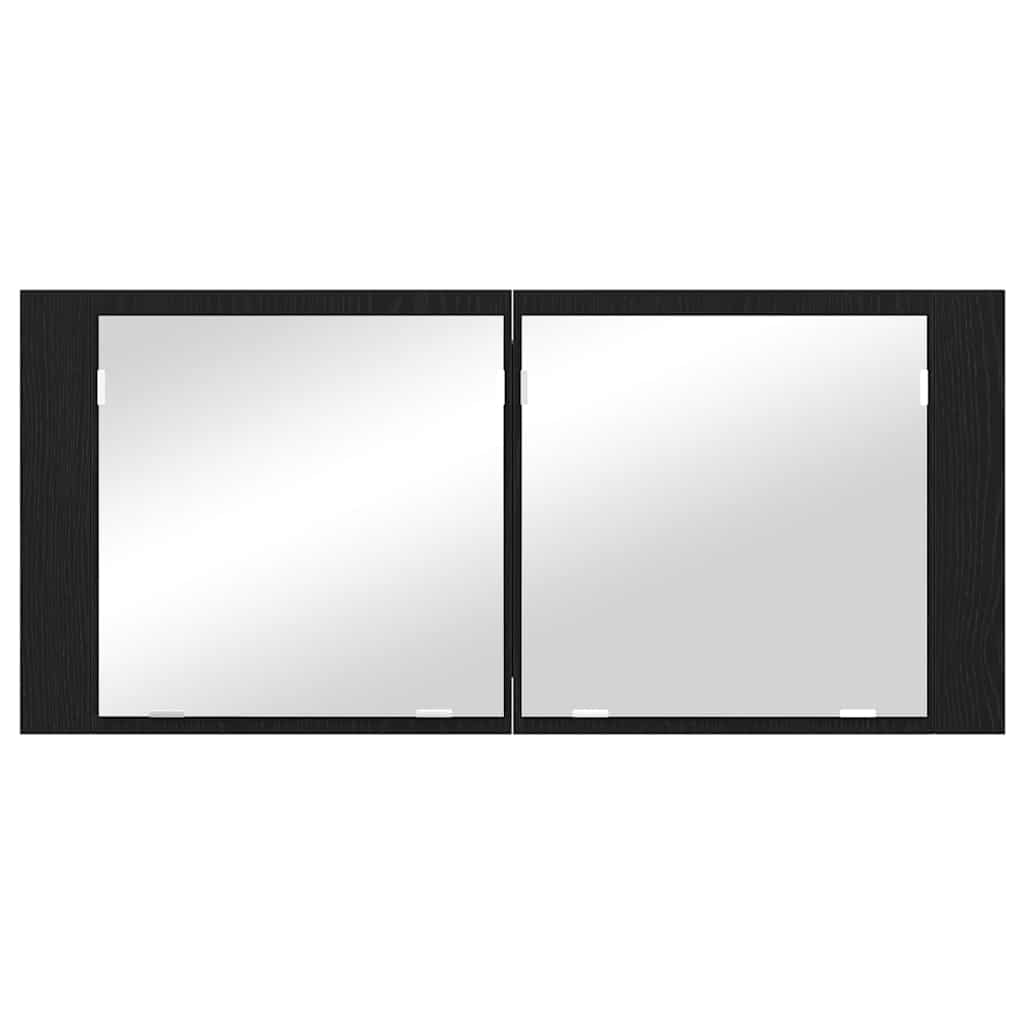 Espelho de LED com prateleira Carvalho preto 100 x 12 x 45 cm