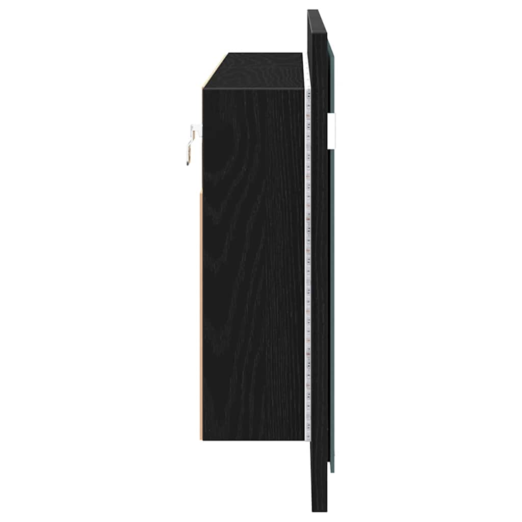 Espelho de LED com prateleira Carvalho preto 100 x 12 x 45 cm
