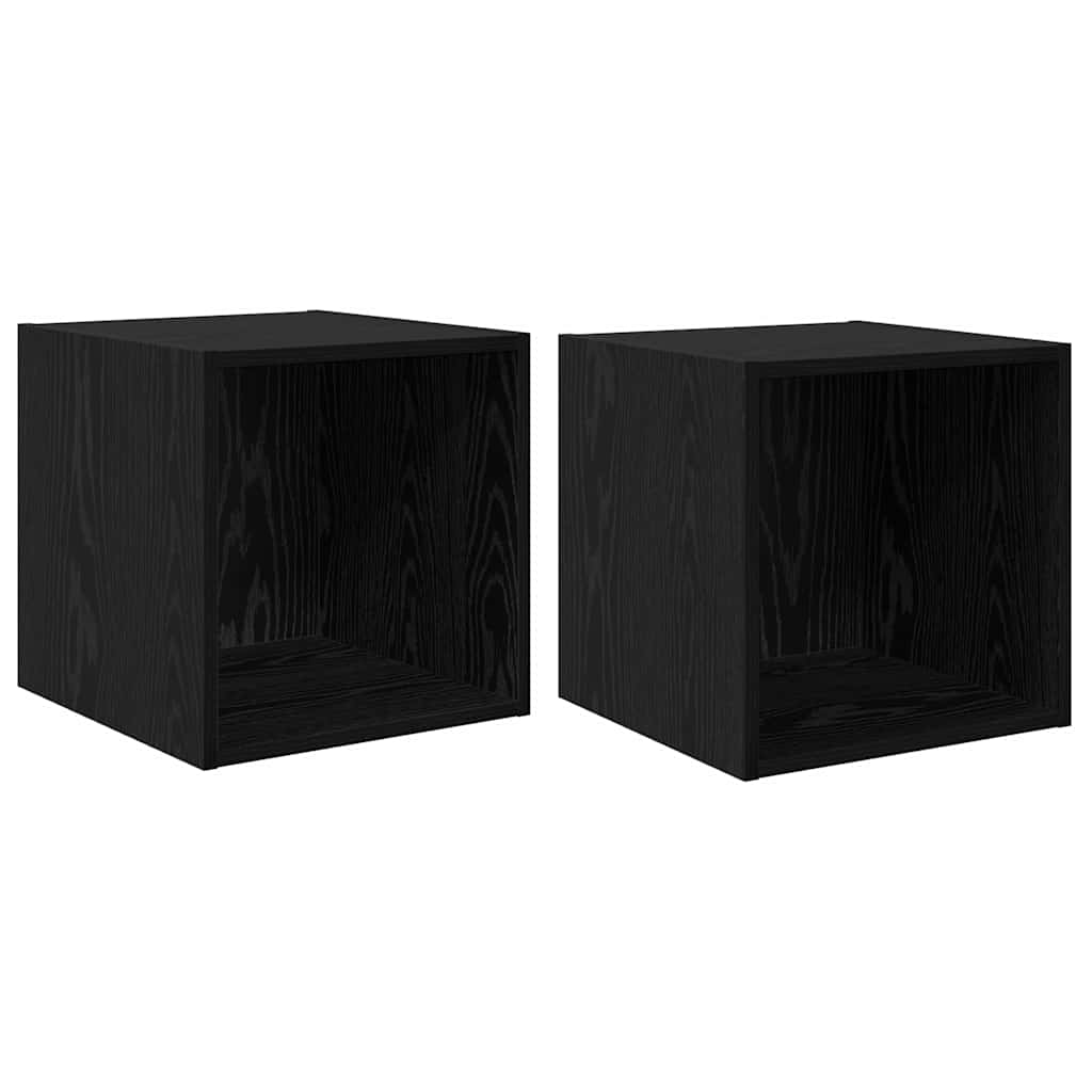 Armário de Parede 2 pcs Carvalho Preto 37 x 37 x 37 cm