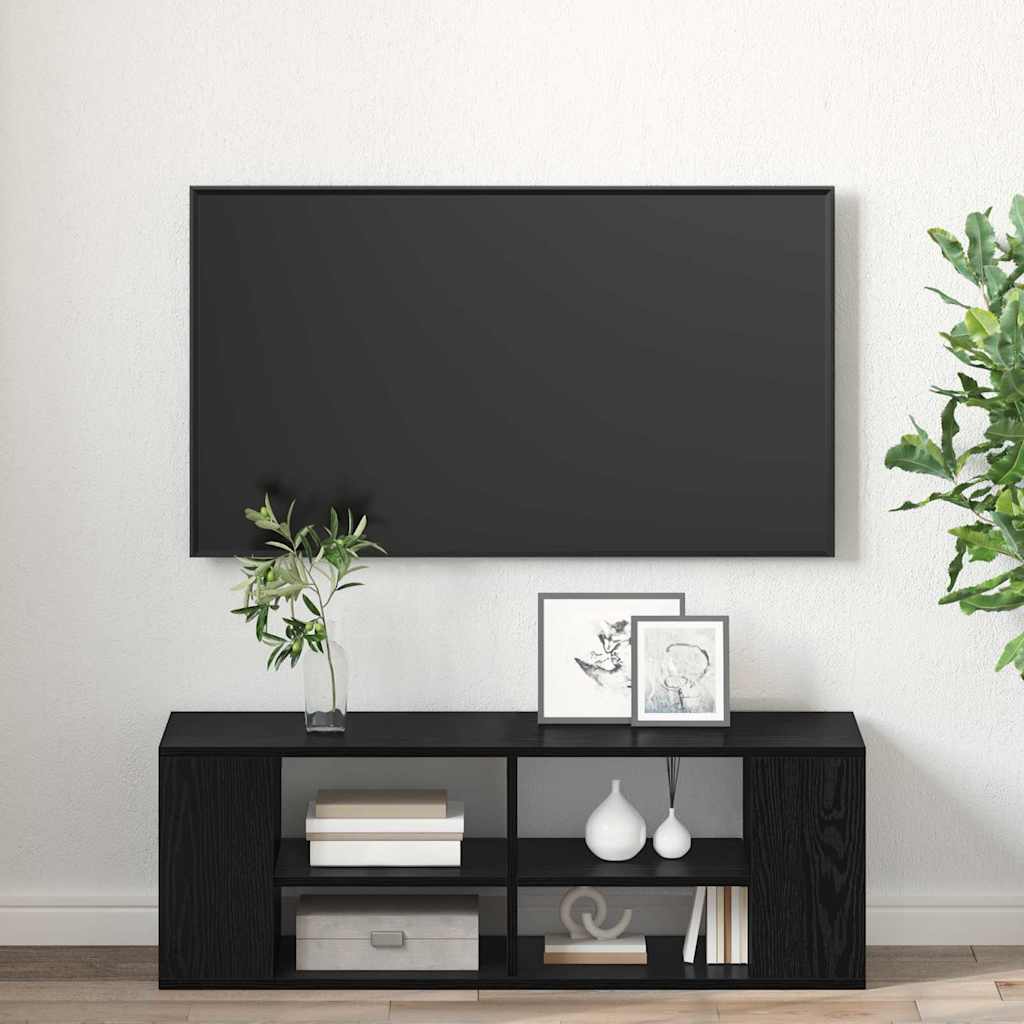 Armário de TV Montado na Parede Carvalho preto 102 x 35 x 35 cm