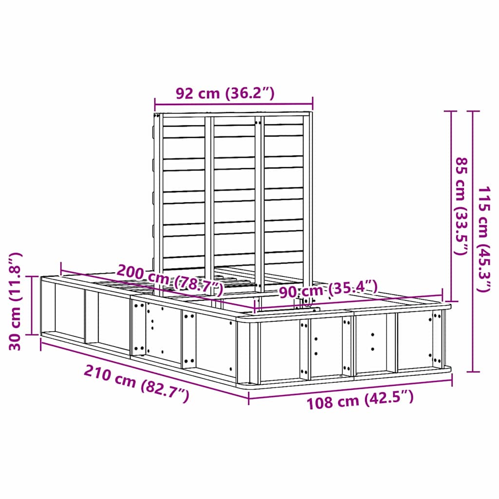 Estrutura da Cama Branco 90 x 200 cm Madeira composta