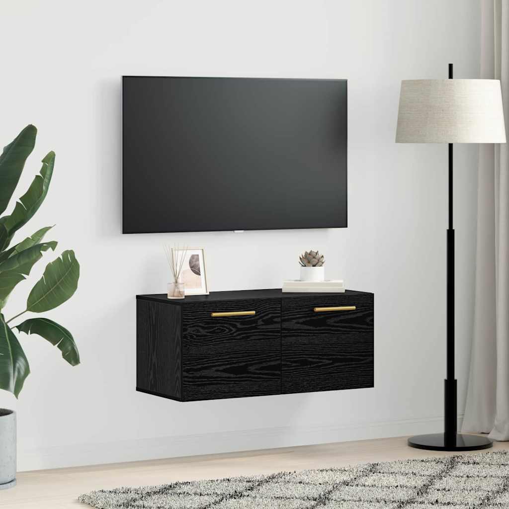 Armário de Parede Carvalho preto 80 x 36.5 x 35 cm