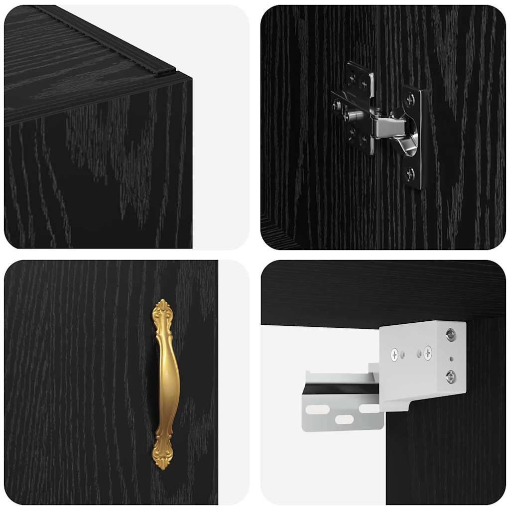 Armários Montados na Parede 2 pcs Carvalho preto