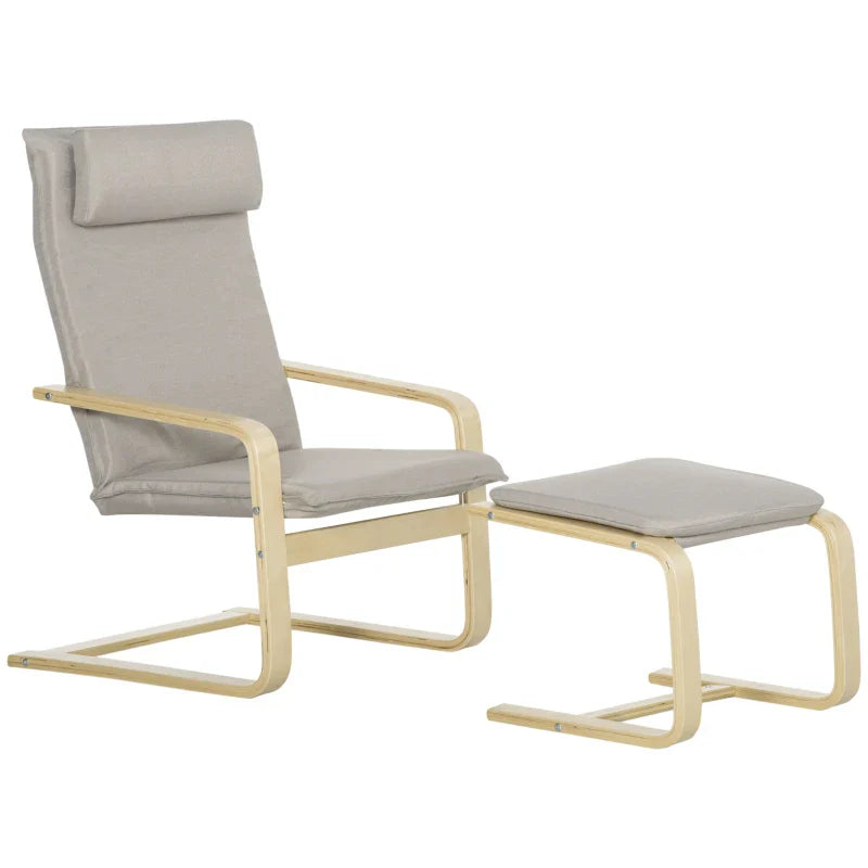 Poltrona Otomana de Sala de Estar Estofada em Tecido Poltrona Moderna com Encosto Alto Apoio para os Braços e Almofada Removível para Dormitório Escritório Carga Máxima 120kg 67x69x100cm Cinza