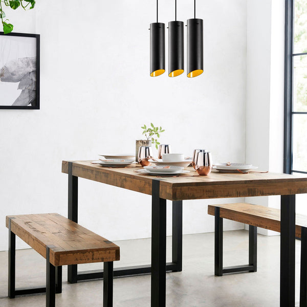 Candeeiro de Teto Sivani MR-977 — 60x8x114 cm — Design Moderno Preto e Amarelo com Altura Ajustável e Estilo Industrial Escandinavo