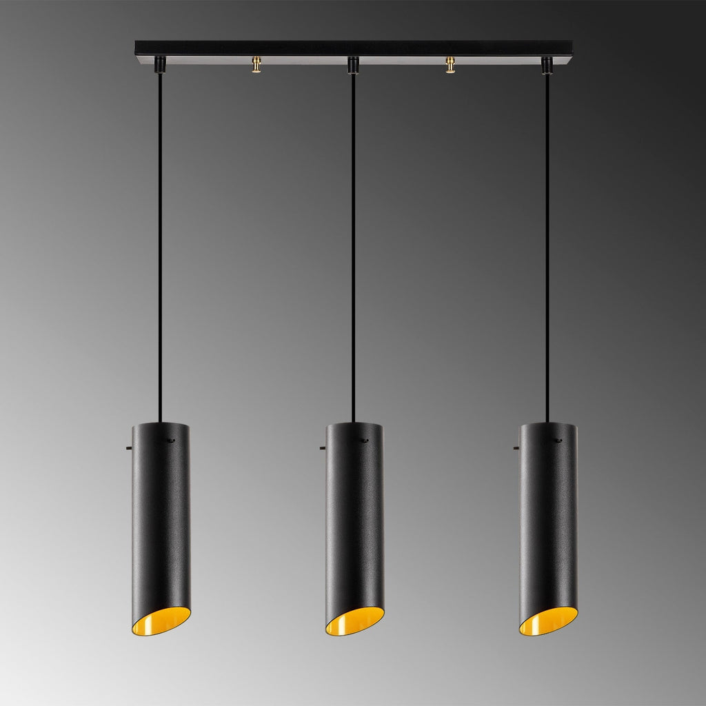 Candeeiro de Teto Sivani MR-977 — 60x8x114 cm — Design Moderno Preto e Amarelo com Altura Ajustável e Estilo Industrial Escandinavo