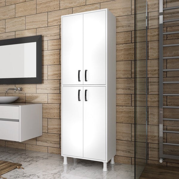 Armário Alto Multiusos "Torvi" - 62.6x191x35.8 cm - Design Moderno - Branco