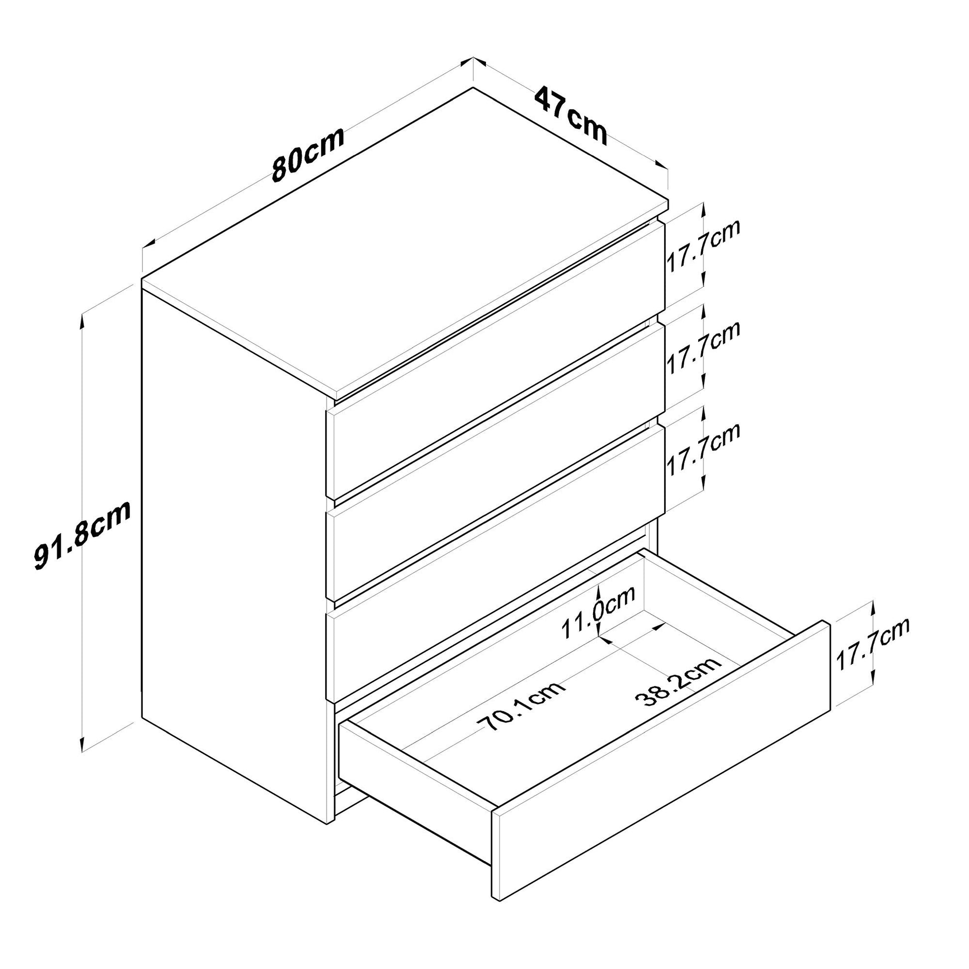 Cómoda "Njord" - Branco - 80x97.8x47cm - Design Moderno