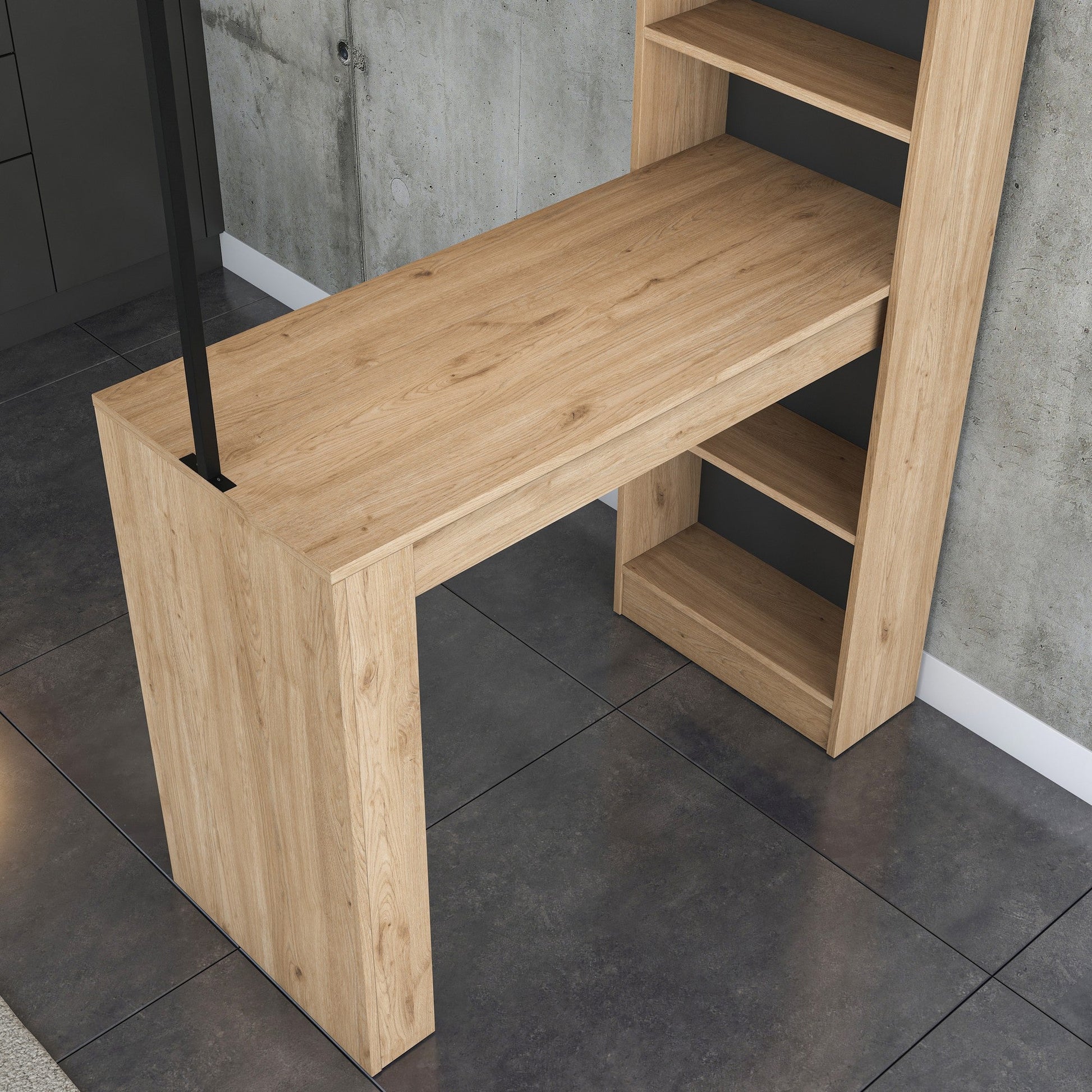 Mesa de Bar "Jane" com Estante - Nogueira e Preto - 120x198x55 cm- Design Moderno