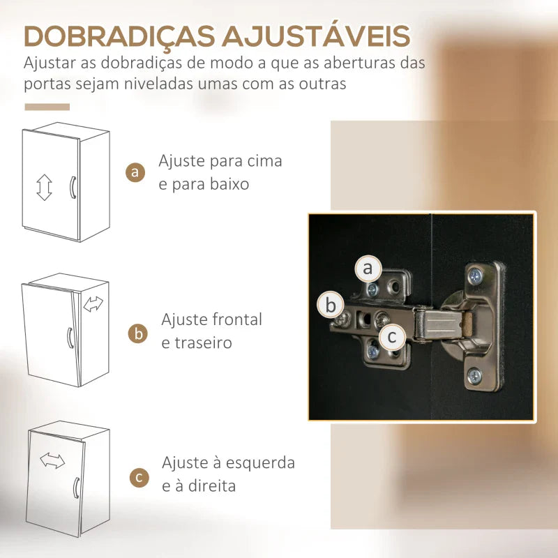 Armário de Cozinha Aparador de Sala de Jantar com 1 Gaveta 3 Portas e Armazenamento Aberto Móvel Auxiliar para Microondas de Estilo Moderno 119x41x180cm Preto
