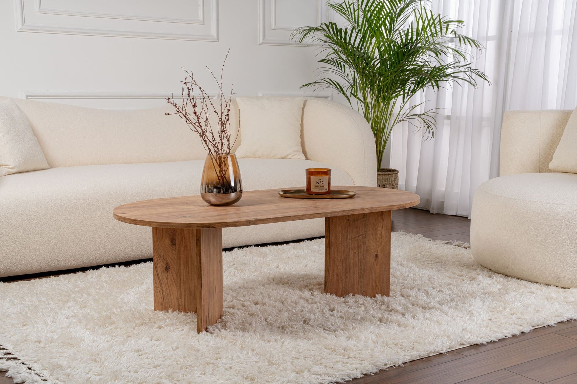 Mesa de Centro "Sable" – Pinho Atlântico, 105x65x40 cm, Design Acolhedor