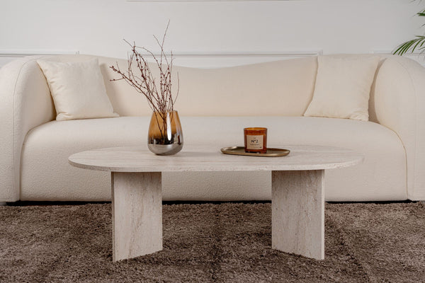 Mesa de Centro "Sable" – Travertine , 105x65x40 cm, Design Acolhedor