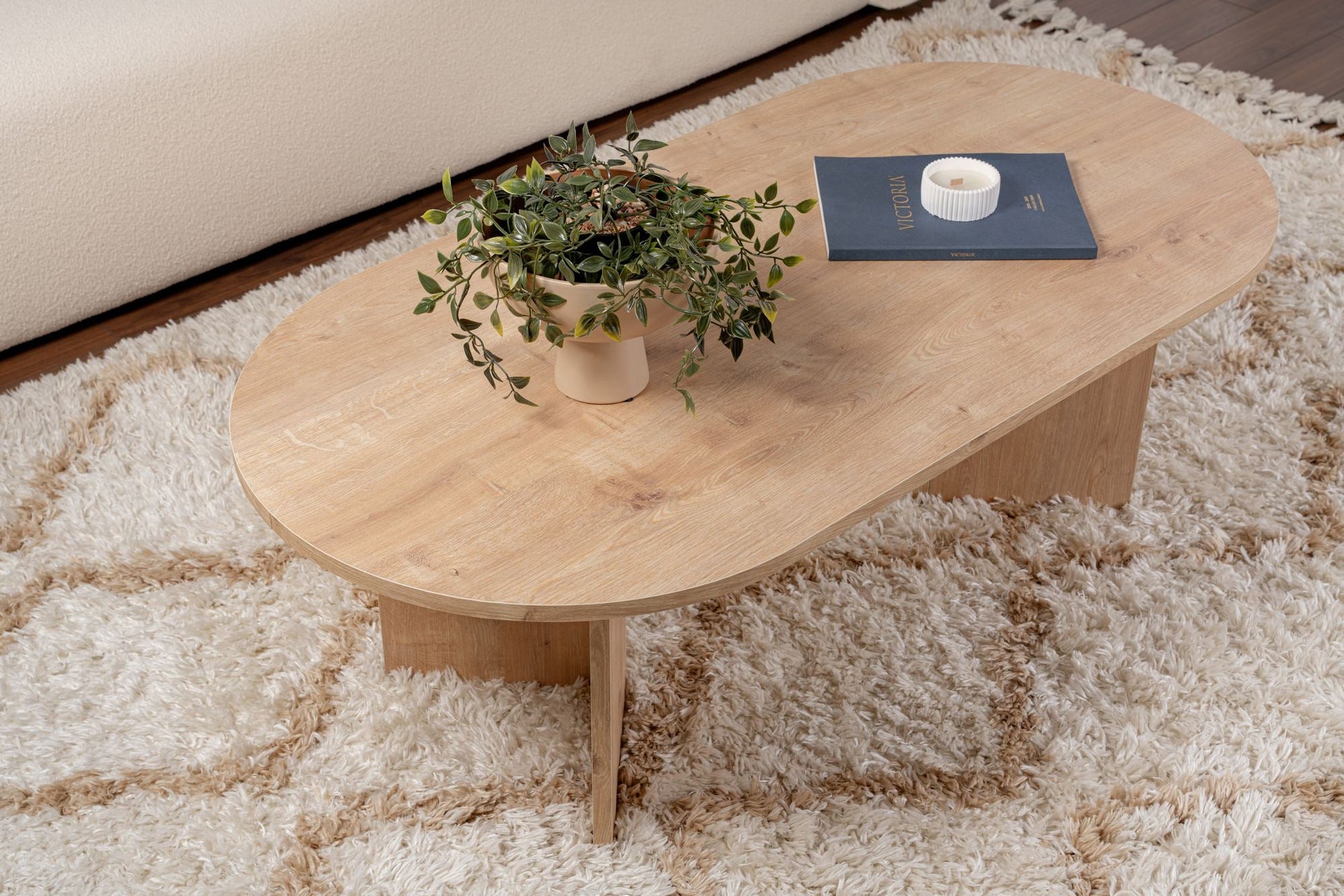Mesa de Centro "Sable" – Carvalho Saphire , 105x65x40 cm, Design Acolhedor