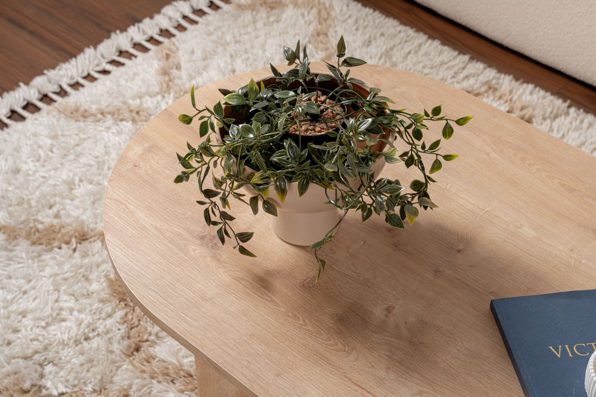 Mesa de Centro "Sable" – Carvalho Saphire , 105x65x40 cm, Design Acolhedor
