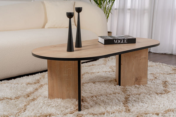 Mesa de Centro "Sable" – Carvalho Saphire e Preto, 105x65x40 cm, Design Acolhedor