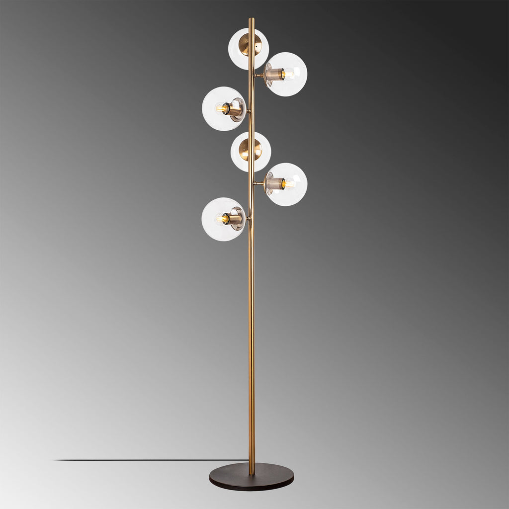 Candeeiro de Pé "Fazli" – Preto e Cobre – 35x22x163 cm – Design Moderno