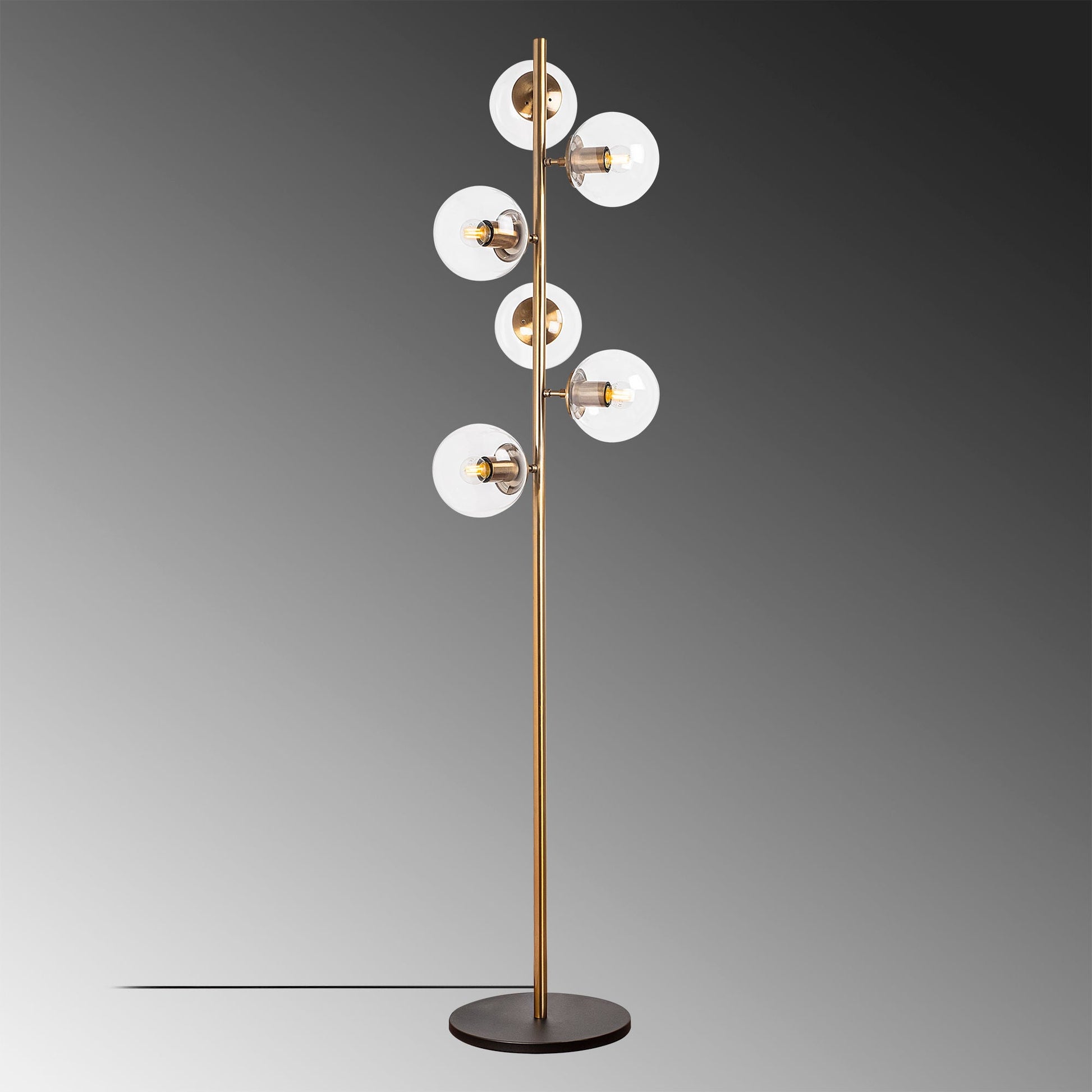 Candeeiro de Pé "Fazli" – Preto e Cobre – 35x22x163 cm – Design Moderno