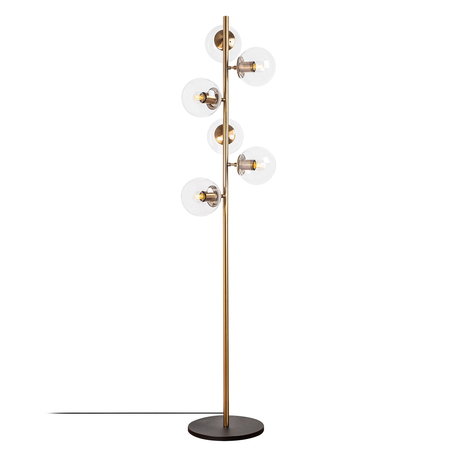 Candeeiro de Pé "Fazli" – Preto e Cobre – 35x22x163 cm – Design Moderno