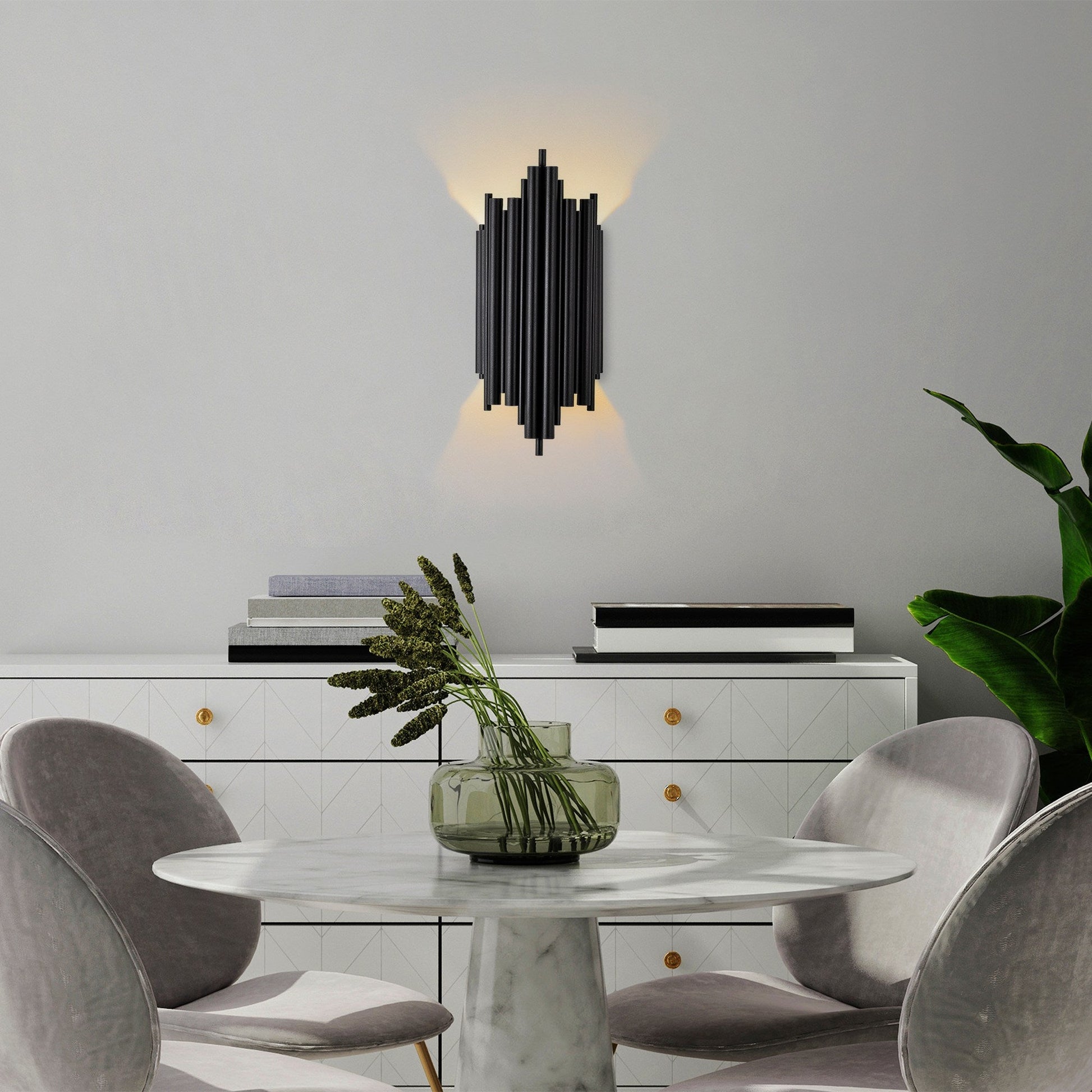 Candeeiro de Parede "Reis" – Preto – 22x11x50 cm – Design Elegante e Moderno