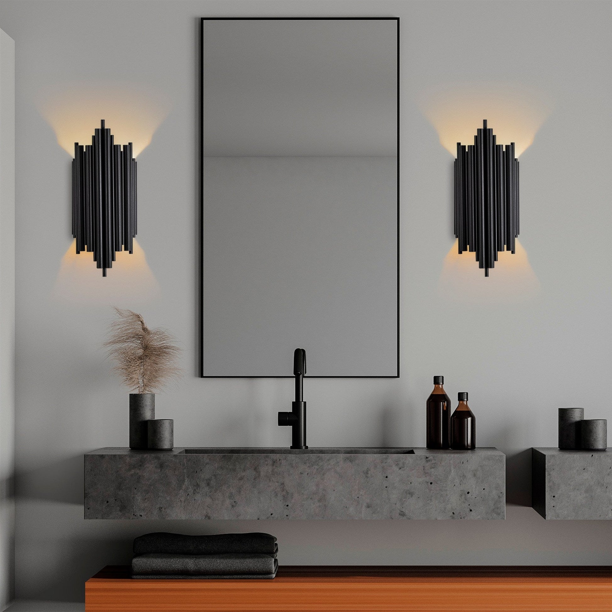 Candeeiro de Parede "Reis" – Preto – 22x11x50 cm – Design Elegante e Moderno