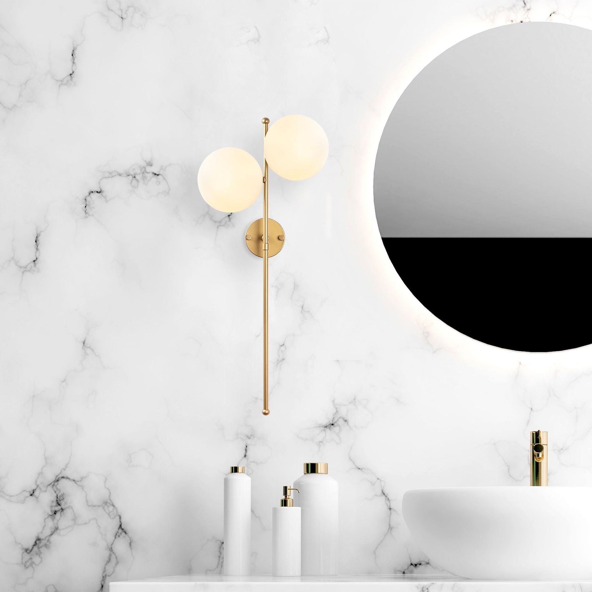 Candeeiro de Parede "Fazli" – Ouro Brilhante – 32x27x72 cm – Design Moderno