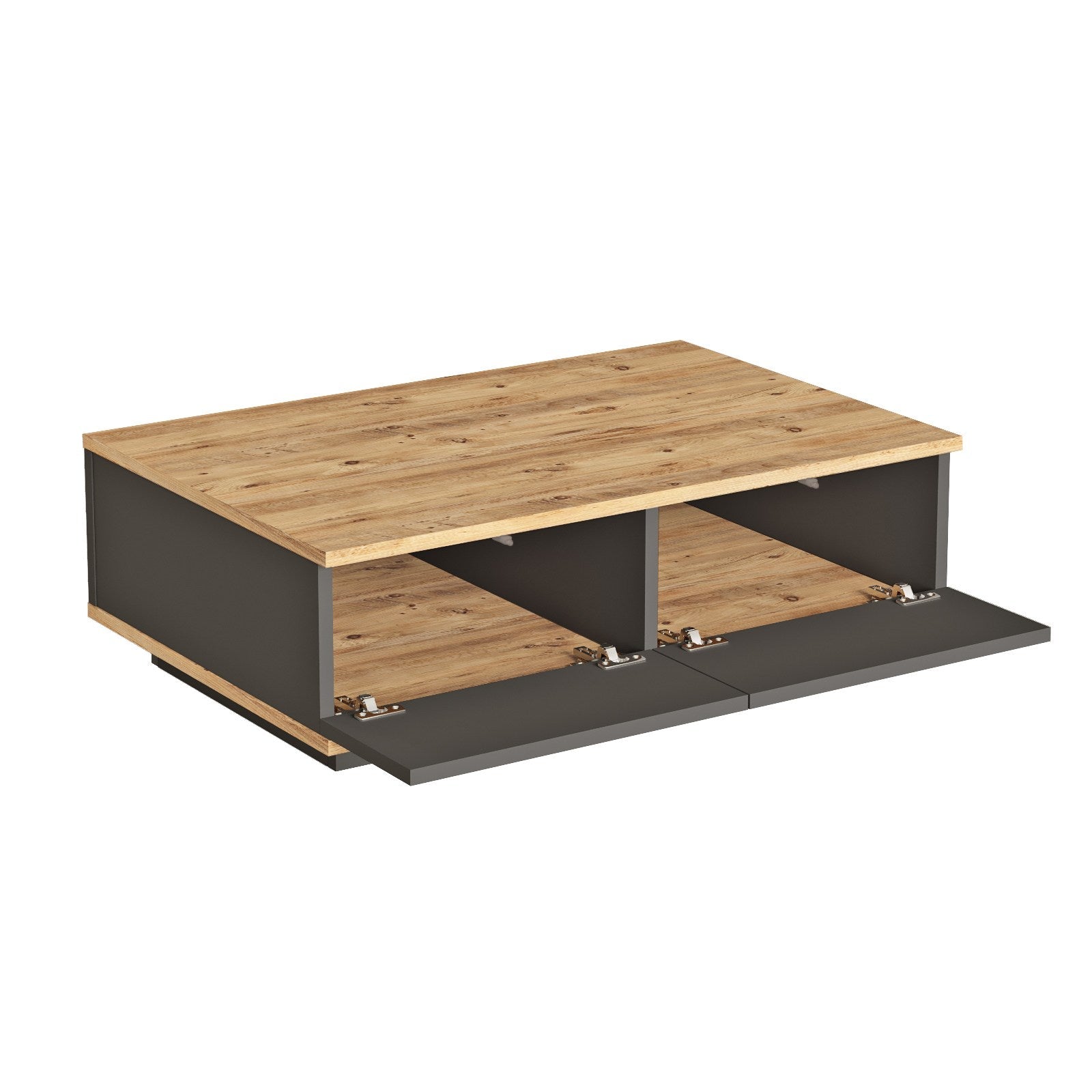 Mesa de Centro Future — 90x60 cm — Design Moderno em Pinho Atlântico e Antracite, Estrutura Revestida a Melamina